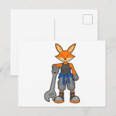 Vos als monteur met sleutel briefkaart (Voorkant / Achterkant)