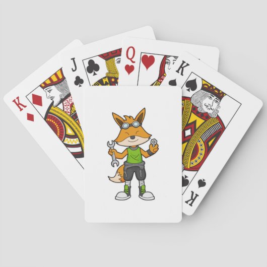 Vos als monteur met sleutel & moer pokerkaarten (Achterkant)