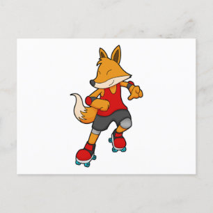 Vos als skater met inline skates briefkaart
