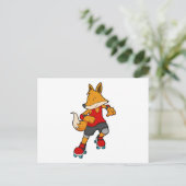Vos als skater met inline skates briefkaart (Staand voorkant)