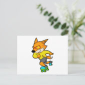 Vos als skater met inline skates briefkaart (Staand voorkant)