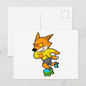 Vos als skater met inline skates briefkaart (Voorkant / Achterkant)