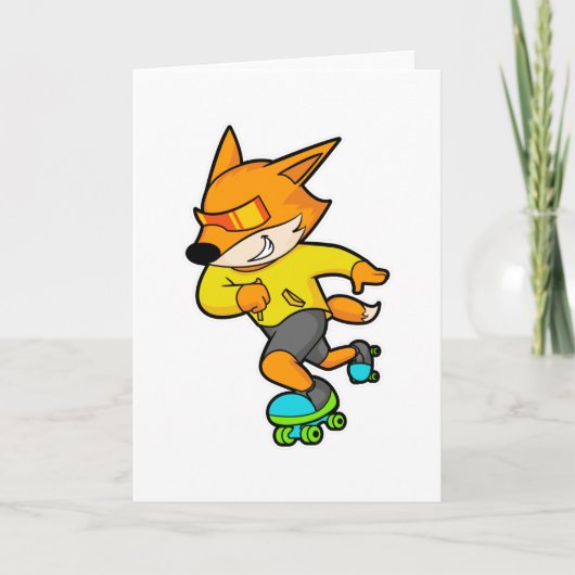 Vos als skater met rollerschaatsen kaart (Voorkant)