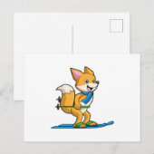 Vos als Skiloper met Ski en Skistokken Briefkaart (Voorkant / Achterkant)