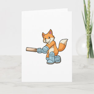 Vos als slagman met cricketbat kaart
