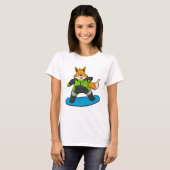 Vos als snowboarder met snowboard t-shirt (Voorkant volledig)