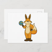 Vos als Volleybalspeler met Volleybal Briefkaart (Voorkant / Achterkant)