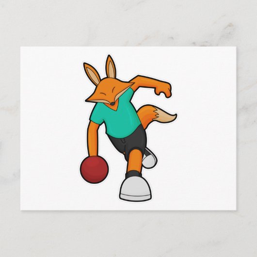 Vos bij bowlen met bowlingbal briefkaart (Voorkant)