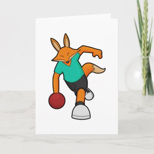 Vos bij bowlen met bowlingbal kaart (Voorkant)
