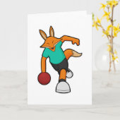 Vos bij bowlen met bowlingbal kaart (Gele Bloem)