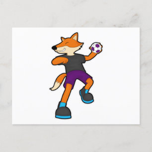 vos bij handbalspeler met handbal briefkaart
