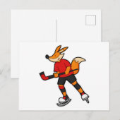Vos bij IJshockey met IJshockeystick Briefkaart (Voorkant / Achterkant)