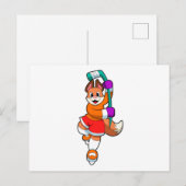 Vos bij ijshockey met ijshockeystick briefkaart (Voorkant / Achterkant)