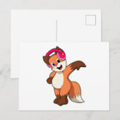 Vos bij muziek met koptelefoon briefkaart (Voorkant / Achterkant)