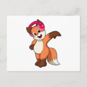 Vos bij muziek met koptelefoon briefkaart (Voorkant)