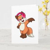 Vos bij muziek met koptelefoon kaart (Gele Bloem)