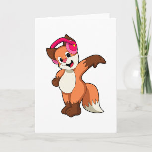 Vos bij muziek met koptelefoon kaart