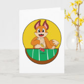 Vos bij poker met pokerfiches kaart (Gele Bloem)