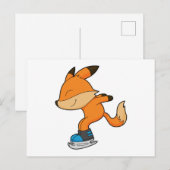 Vos bij schaatsen met schaatsen briefkaart (Voorkant / Achterkant)