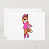 Vos bij schaatsen met schaatsen briefkaart (Voorkant / Achterkant)