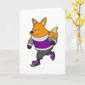 Vos bij schaatsen met schaatsen & bril kaart (Gele Bloem)