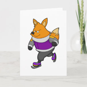 Vos bij schaatsen met schaatsen en bril kaart