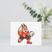 Vos bij volleybalsporten briefkaart (Staand voorkant)