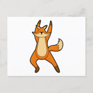 Vos bij yogarekoefening briefkaart