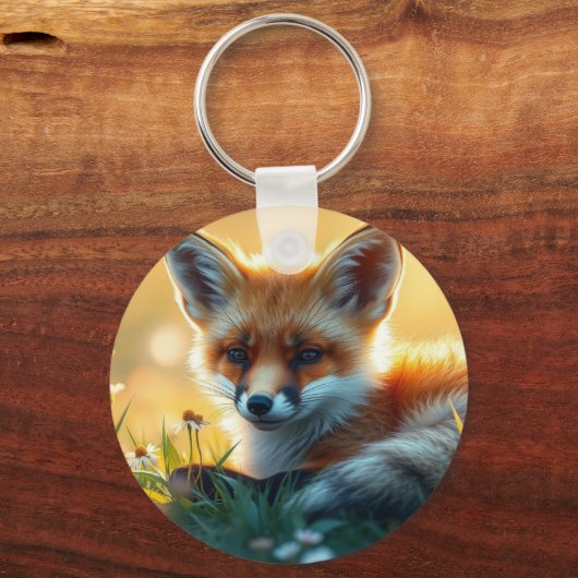 Vos bij zonsondergang sleutelhanger (Voorkant)