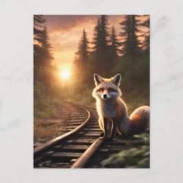 Vos bij zonsopgang briefkaart