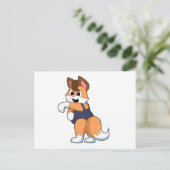 Vos bij zwemmen met badpak briefkaart (Staand voorkant)