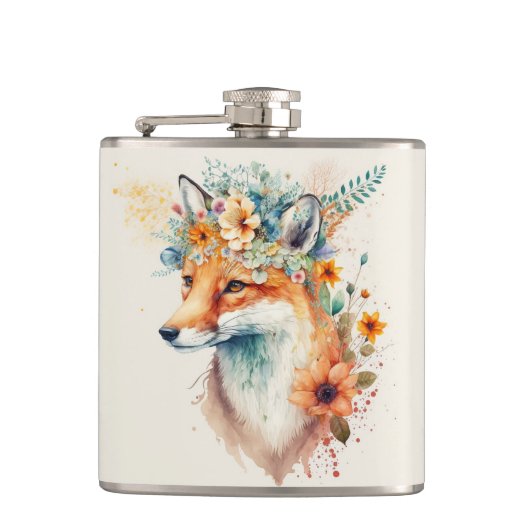 Vos Bloem Kroon Aquarel Heupfles (Voorkant)