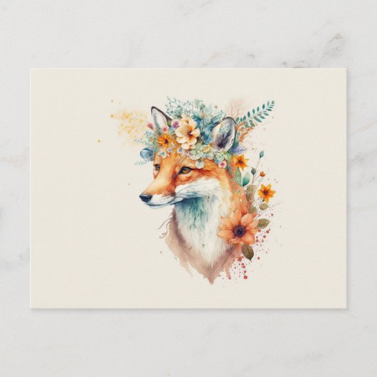 Vos Bloem Kroon Waterverf Briefkaart (Voorkant)