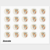 Vos Bloem Kroon Waterverf         Ronde Sticker (Vel)