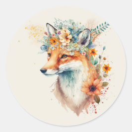 Vos Bloem Kroon Waterverf Ronde Sticker