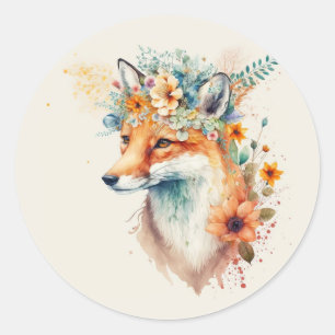 Vos Bloem Kroon Waterverf         Ronde Sticker