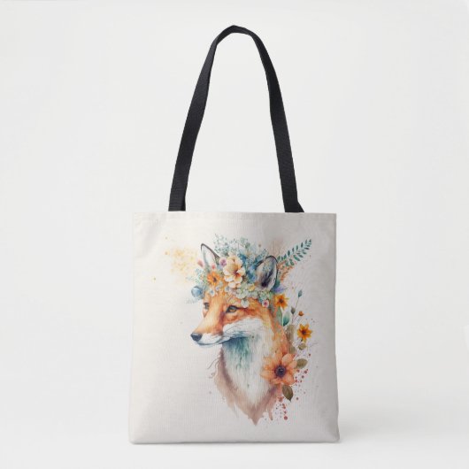 Vos Bloem Kroon Waterverf Tote Bag (Voorkant)
