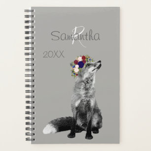 Vos Bloem Kroon Zwart Wit Dieren Monogram Planner