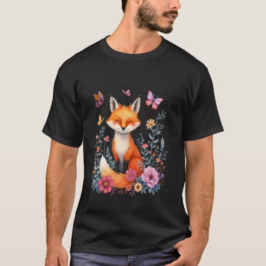 Vos bloemen vlinder t-shirt (Voorkant)