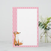 vos, bos, schattig, meisjes, leuk, briefpapier (Staand voorkant)