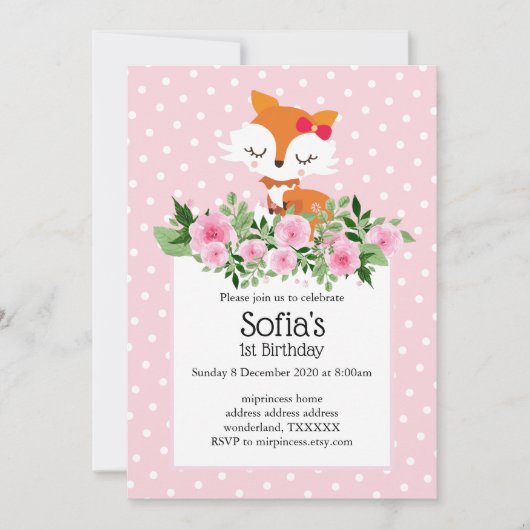 vos, bos, schattig, meisjes, leuk, trendy, modern, kaart (Voorkant)