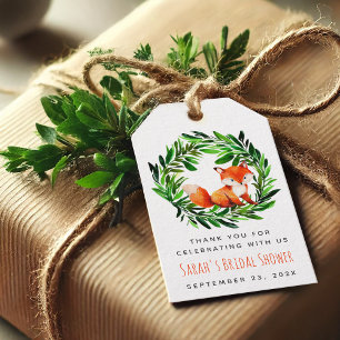 Vos Bruidsbruiloft Mooie Aquarel Groene Krans Cadeaulabel