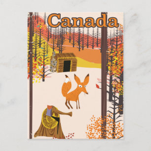 Vos Canada vintage reisposter in retro stijl Briefkaart