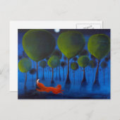 Vos die in Bos bij Nacht lopen Briefkaart (Voorkant / Achterkant)