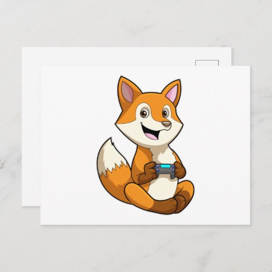 Vos die met controller speelt briefkaart (Voorkant / Achterkant)