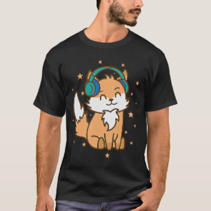 Vos die naar muziek luistert Natuur Dier Dierenpar T-shirt