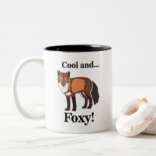 Vos Dier Wilde Foxy Tweekleurige Koffiemok (Met donut)