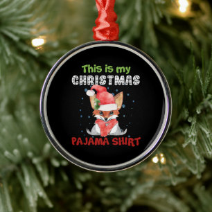 Vos Dit Is Mijn Kerst Pyjama Shirt T-Shirt Vos Metalen Ornament