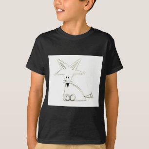 vos doedel zwart wit grijs eenvoudig kindertekenin t-shirt