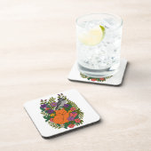 Vos, duif en bloemen bier onderzetter (Rechterzijde)